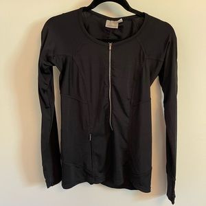Athleta long sleeve top w/ zipper - black - womens size small
